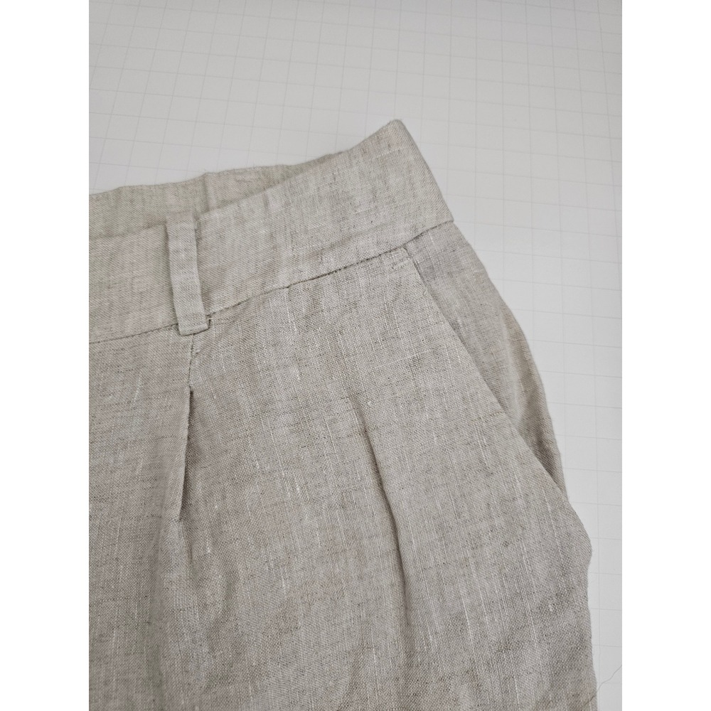 Talbots Bristol Crop Pants Womens 12P Beige 100% Linen Wide Leg Trousers Oatmeal - Picture 4 of 8